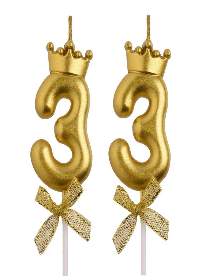 AOOLADA 33rd Birthday Candles, Gold 33 Year Old Number Birthday Candles, Happy Birthday Cake Topper Gifts Party Decorations for Men Women - Image 1
